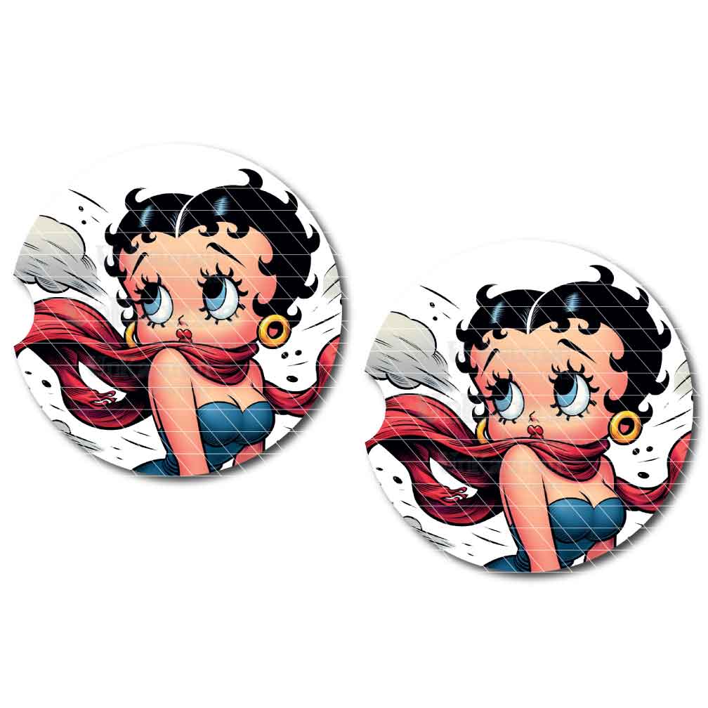 Wind Blown Betty Car Coasters Set of Two