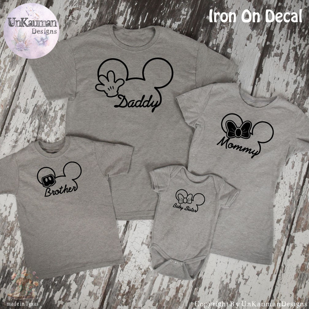 Personalized Mickey Ears w/Hand Iron On Vinyl Decals