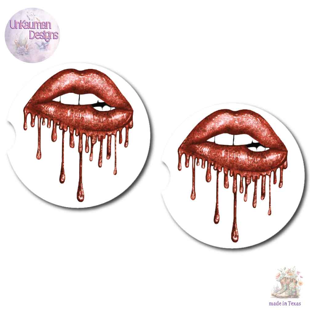 Lips Car Cup Coasters | 6 Colors | Set of Two