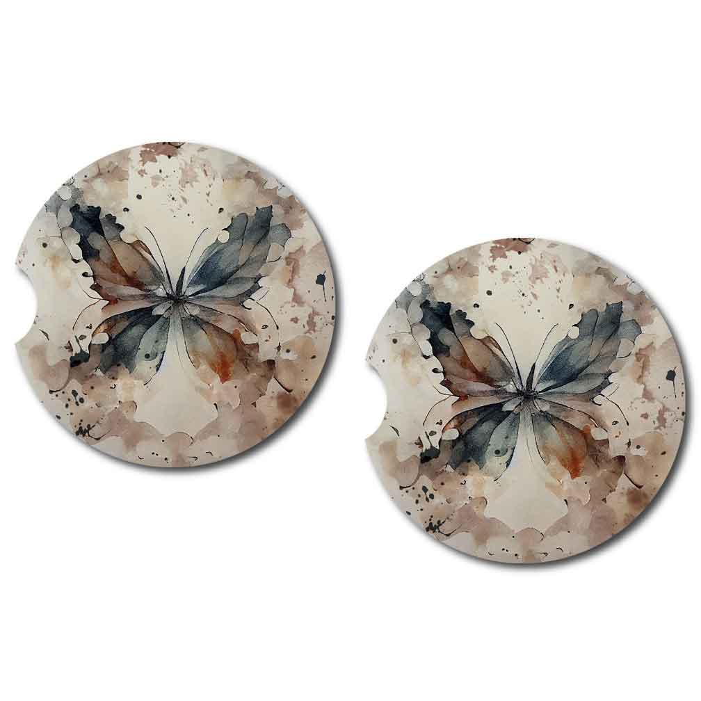 Inked Look Butterfly Car Coasters | Set of Two | 6 Designs