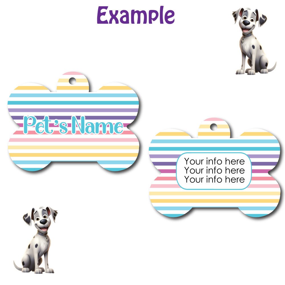 Personalized Pet I.D. Tag Stripes | Two Sided Tag