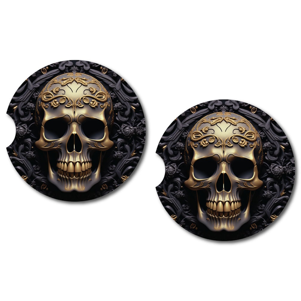 3D Look Skull Car Coasters | 6 Designs | Set of Two