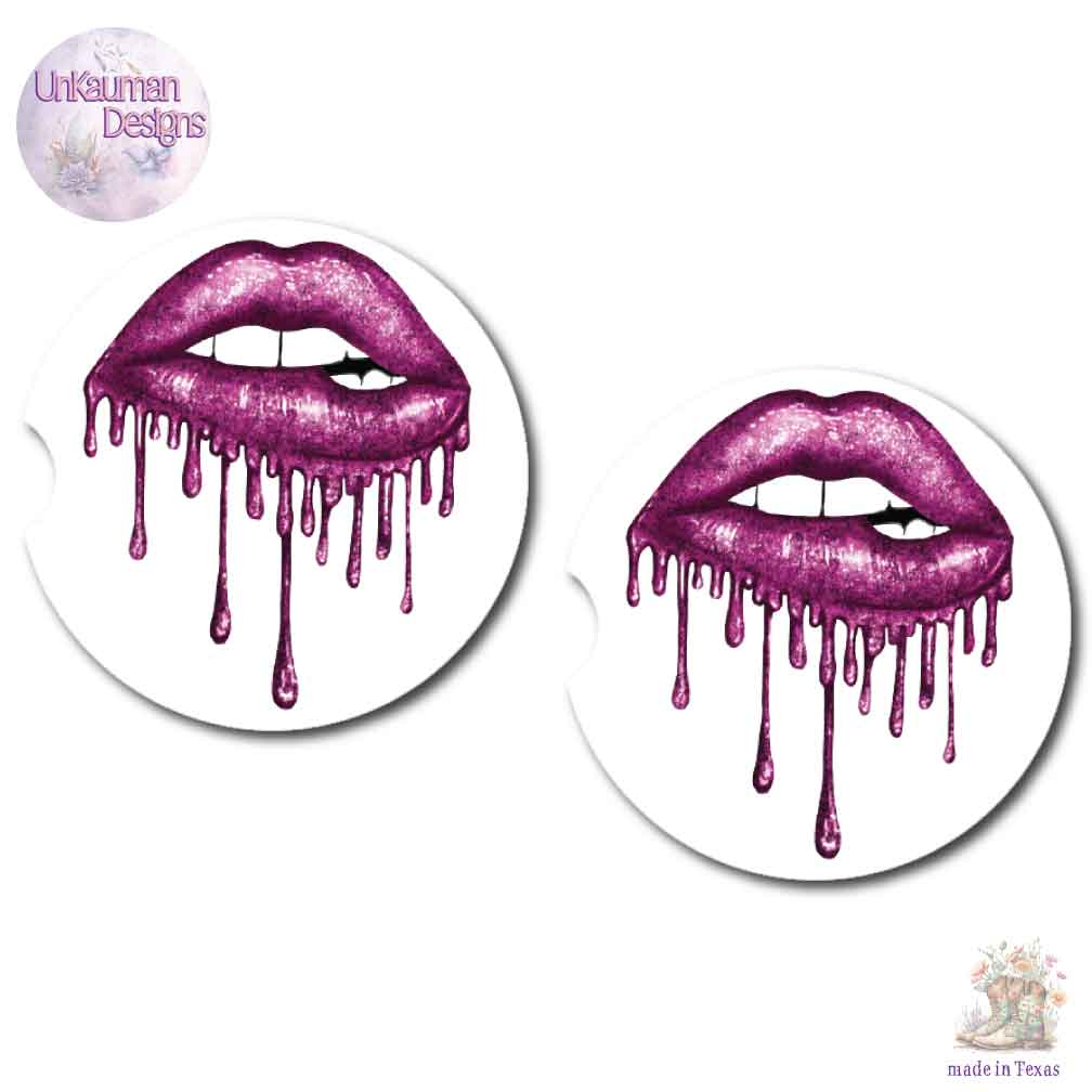 Lips Car Cup Coasters | 6 Colors | Set of Two