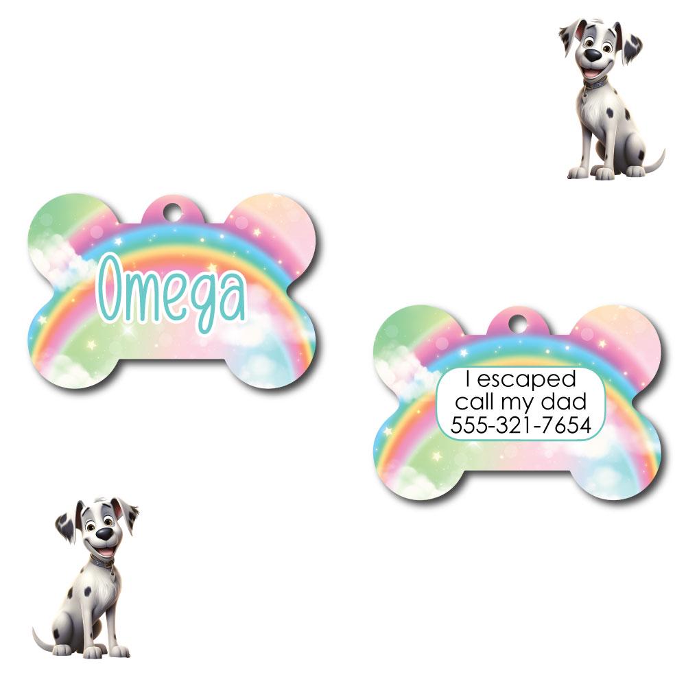 Personalized Pet I.D. Tag Rainbow |Two Sided Tag #RB2