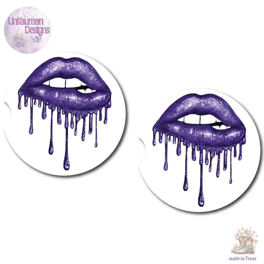 Lips Car Cup Coasters | 6 Colors | Set of Two