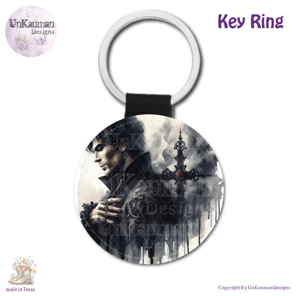 Vampire Damon Car Coasters Set of Two and/or Matching Key Chain