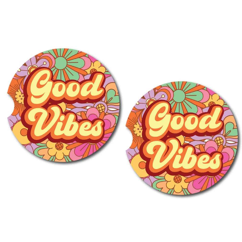 Retro Good Vibes Car Coasters | Set Two