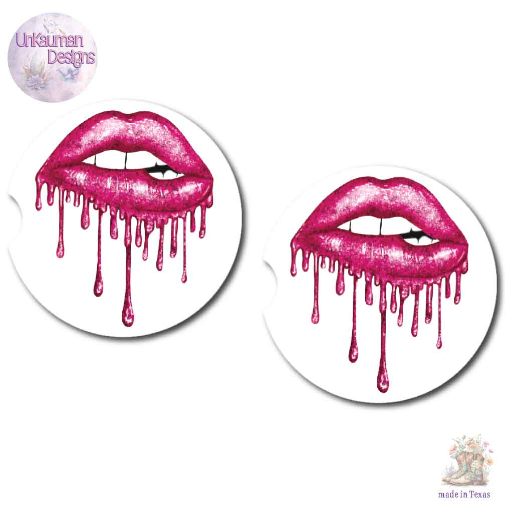 Lips Car Cup Coasters | 6 Colors | Set of Two
