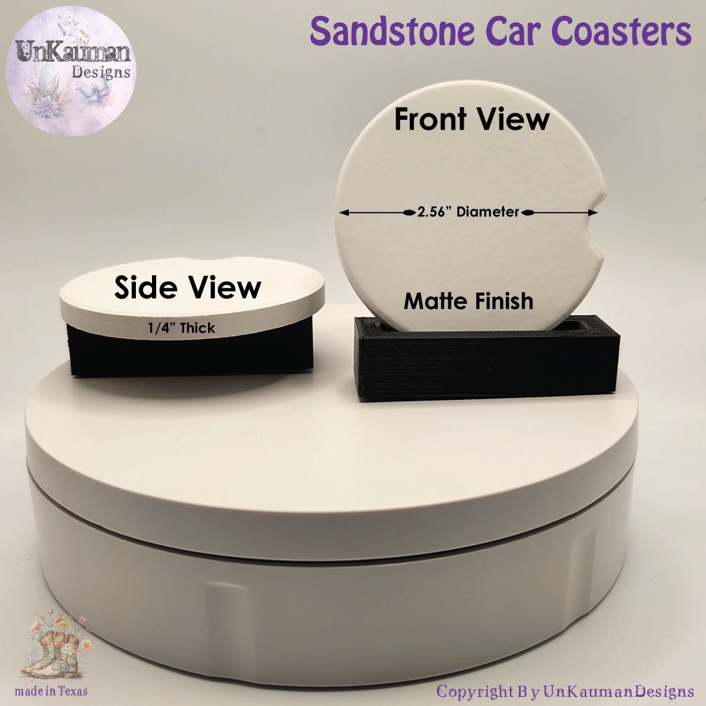 Glass Dome Covered Rose Car Coasters | Set of Two