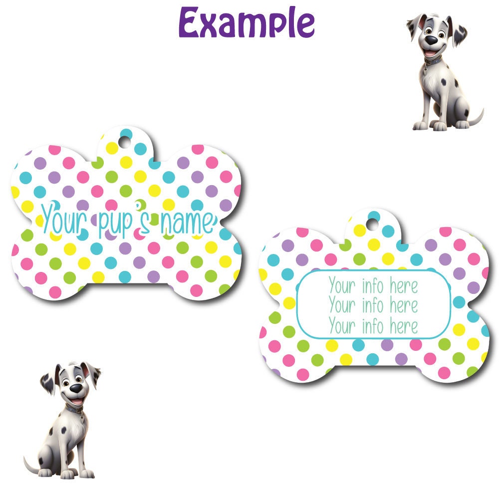 Personalized Pet I.D. Tag Polka Dots | Two Sided Tag