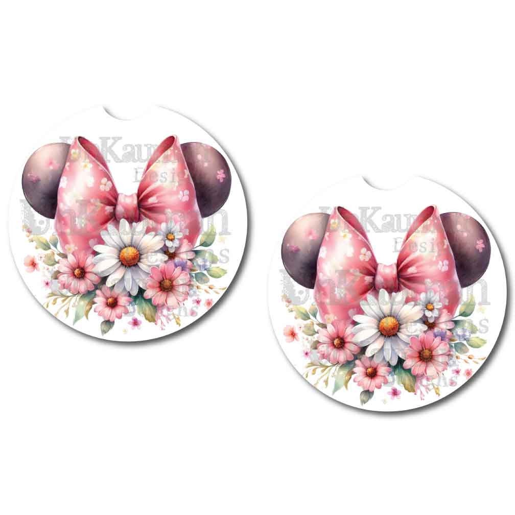 Floral Minnie Car Coasters | Set of Two #FM4