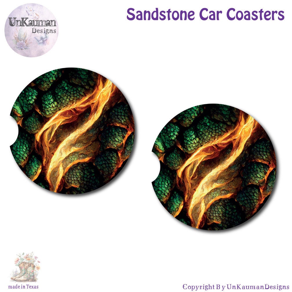 Dragon Scales Car Coasters | Set of Two | 6 Designs