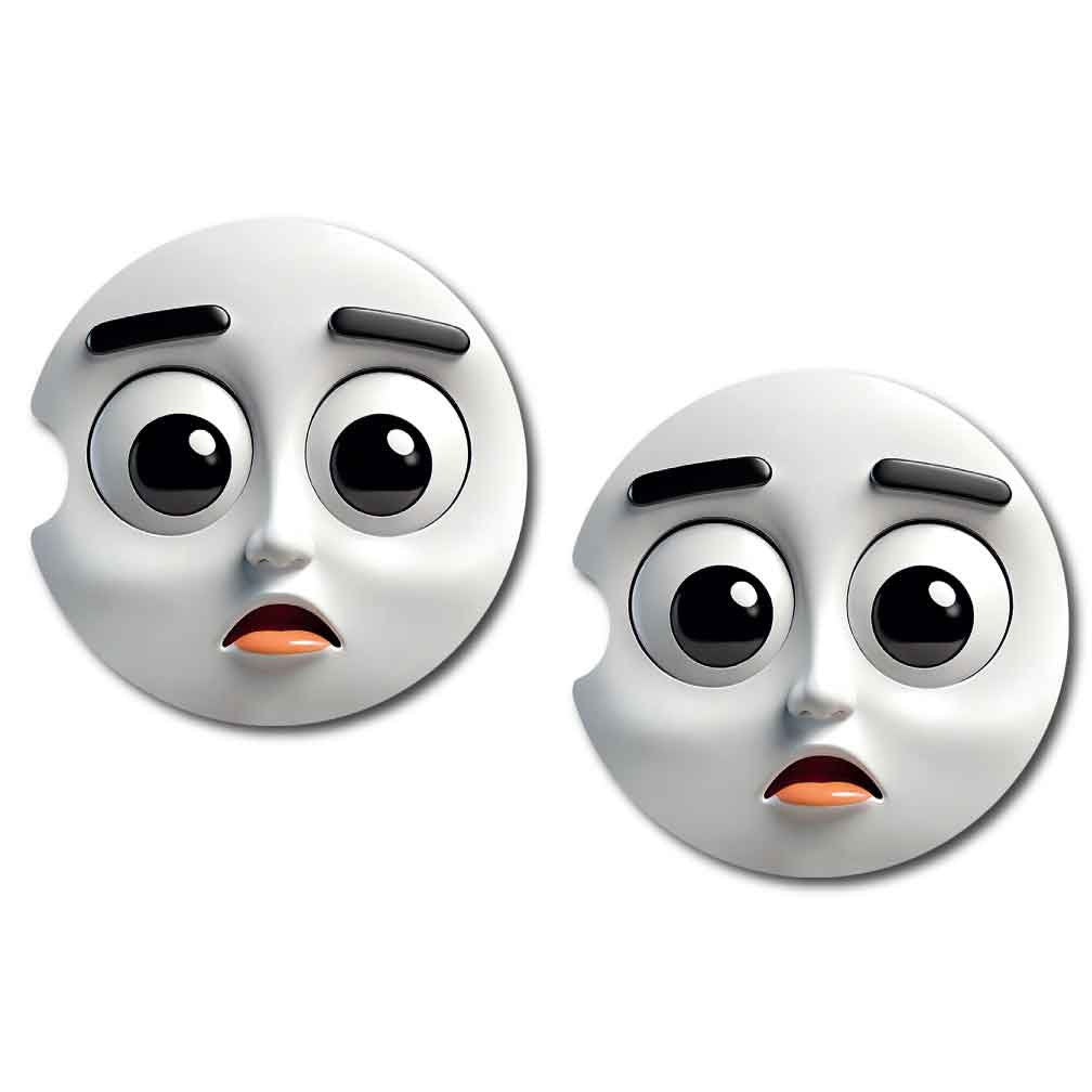 3D Faces Car Coasters | 8 Designs | Set of Two