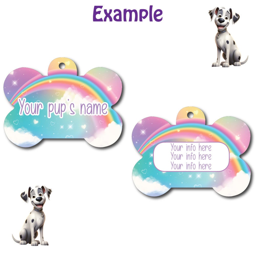 Personalized Pet I.D. Tag Rainbows | Two Sided Tag #RB1