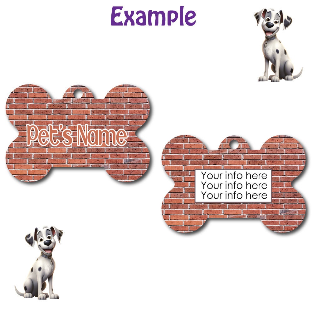 Personalized Pet I.D. Tag Red Brick | Two Sided Tag