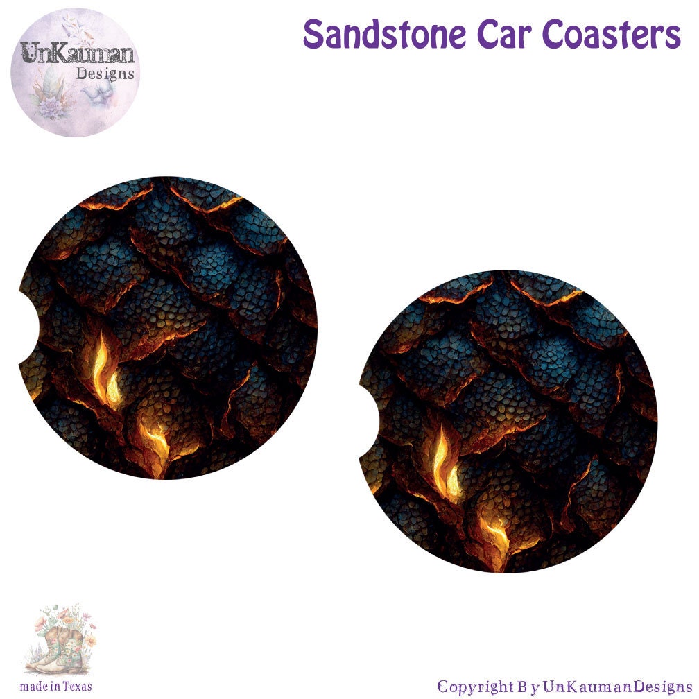 Dragon Scales Car Coasters | Set of Two | 6 Designs