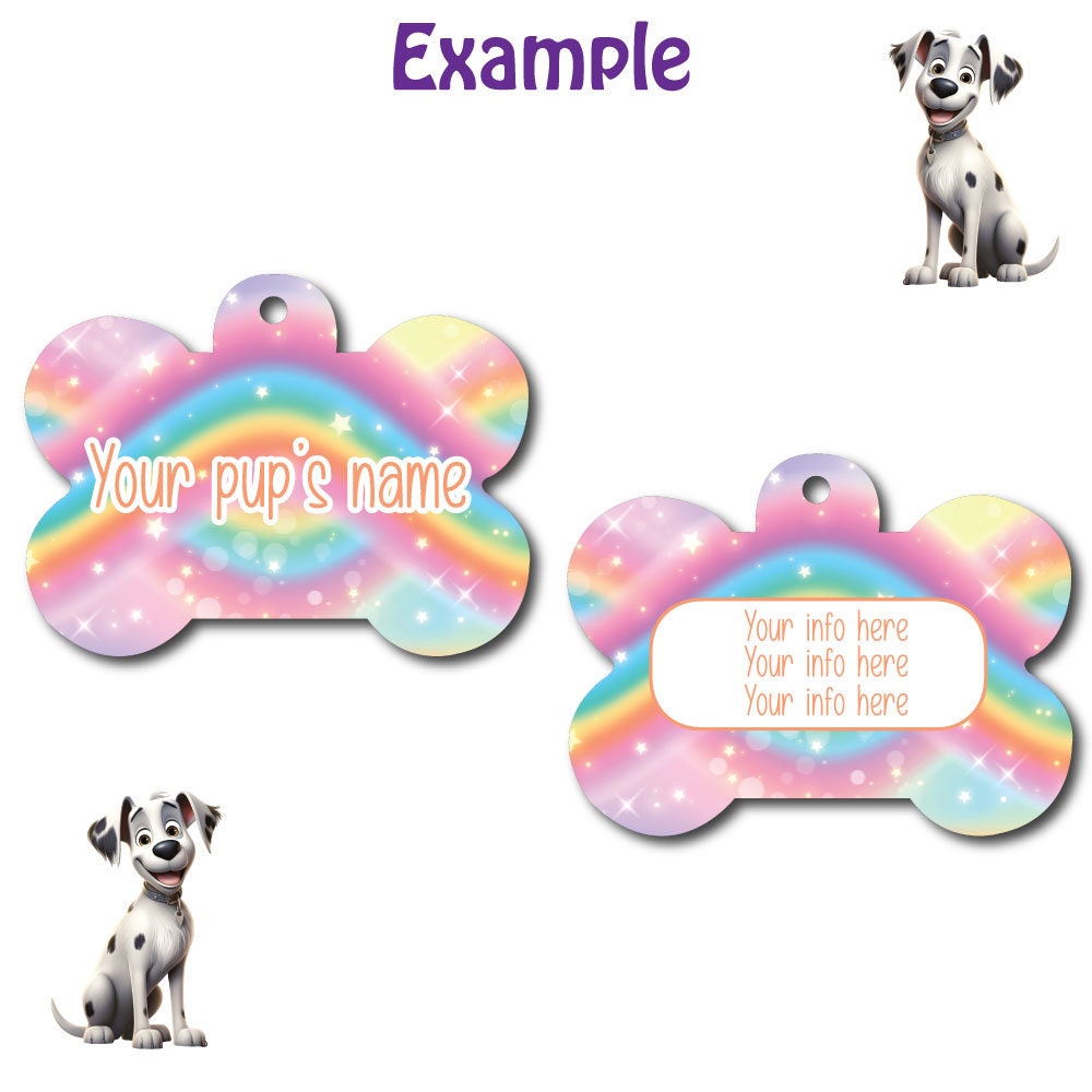 Personalized Pet I.D. Tag Rainbow | Two Sided Tag #RB3