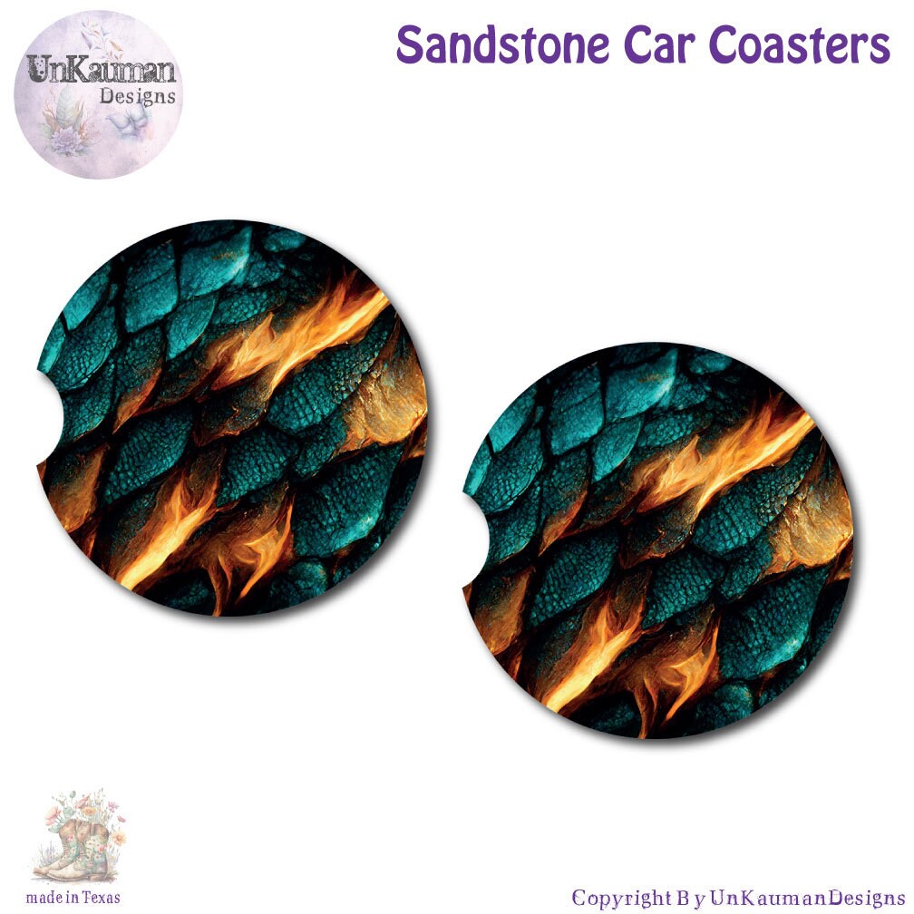 Dragon Scales Car Coasters | Set of Two | 6 Designs