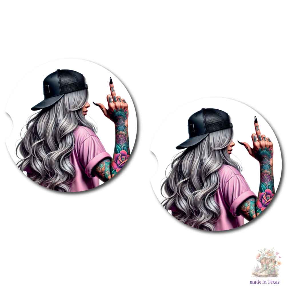 Bad Ass Woman Car Cup Coasters | Set of Two