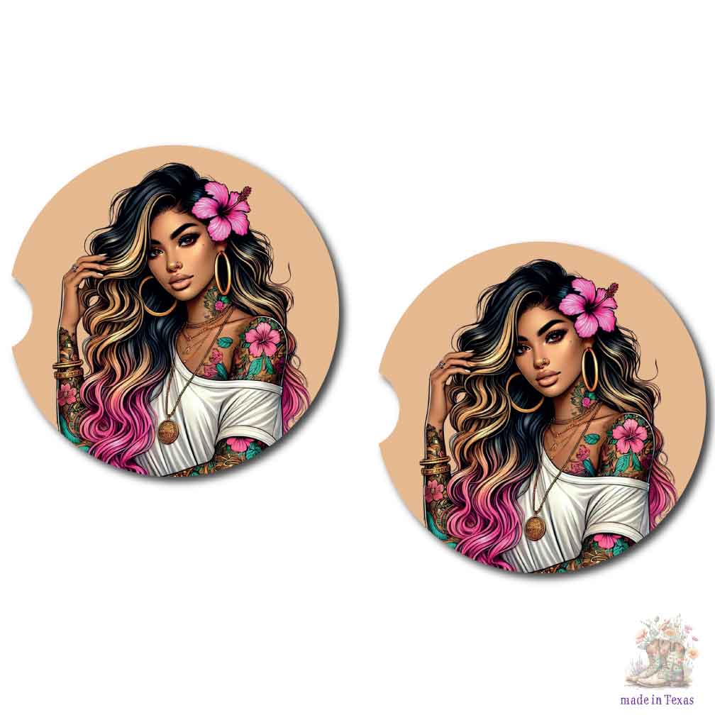 Bad Ass Woman Car Cup Coasters | Set of Two