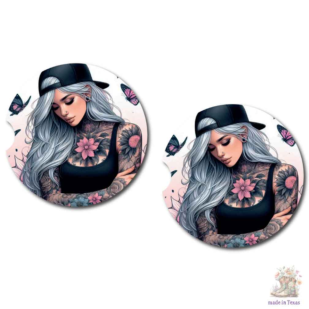 Bad Ass Woman Car Cup Coasters | Set of Two