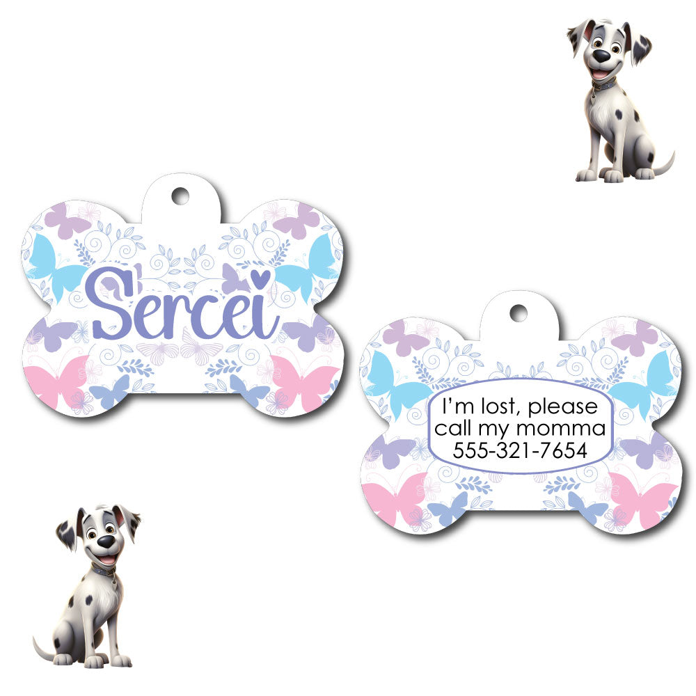 Personalized Pet I.D. Tag Butterfly | Two Sided Tag