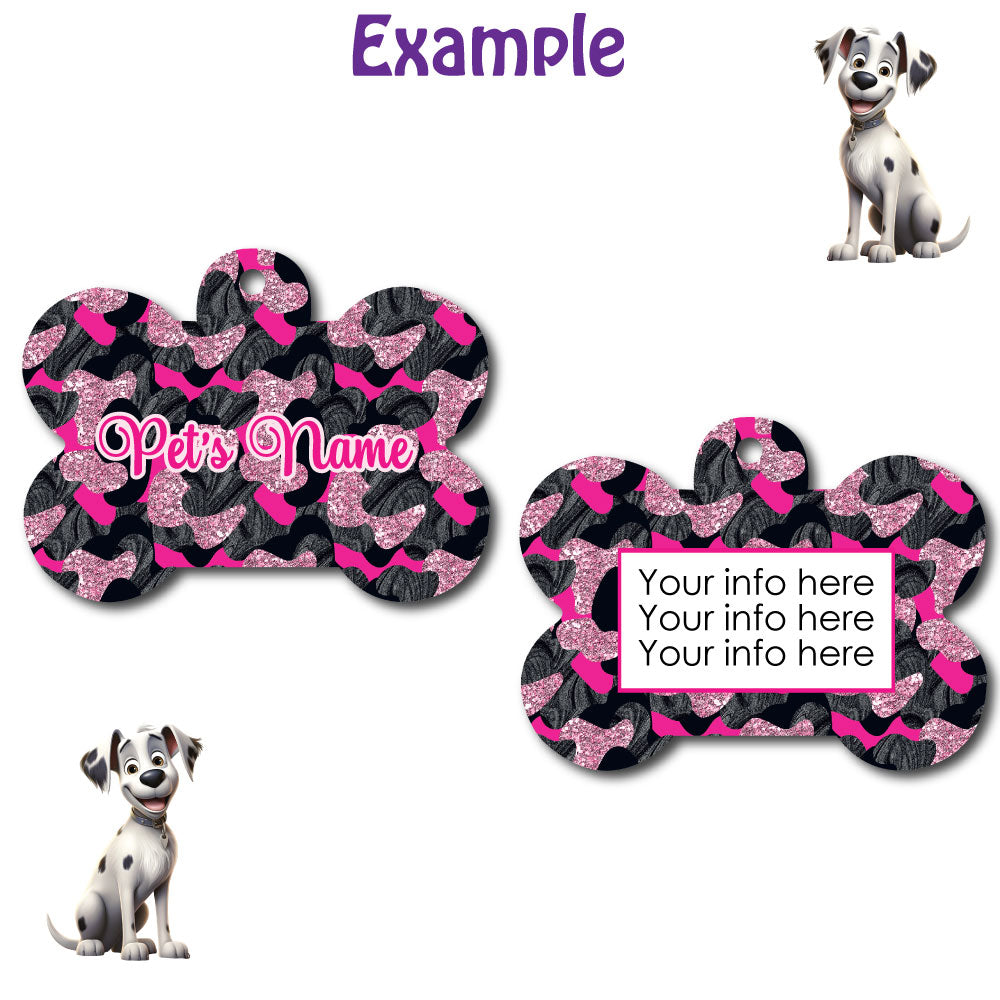 Personalized Pet I.D. Tag Pink Camo | Two Sided Tag | 5 Designs