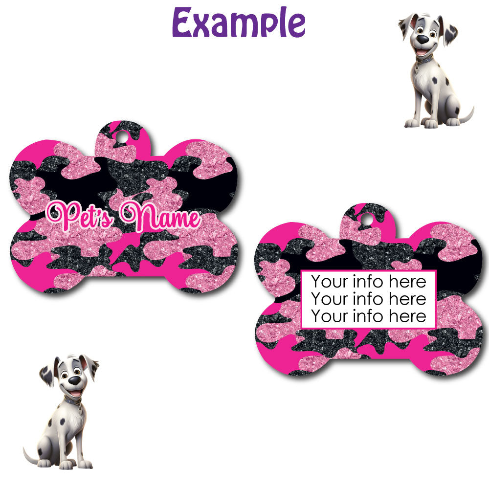 Personalized Pet I.D. Tag Pink Camo | Two Sided Tag | 5 Designs