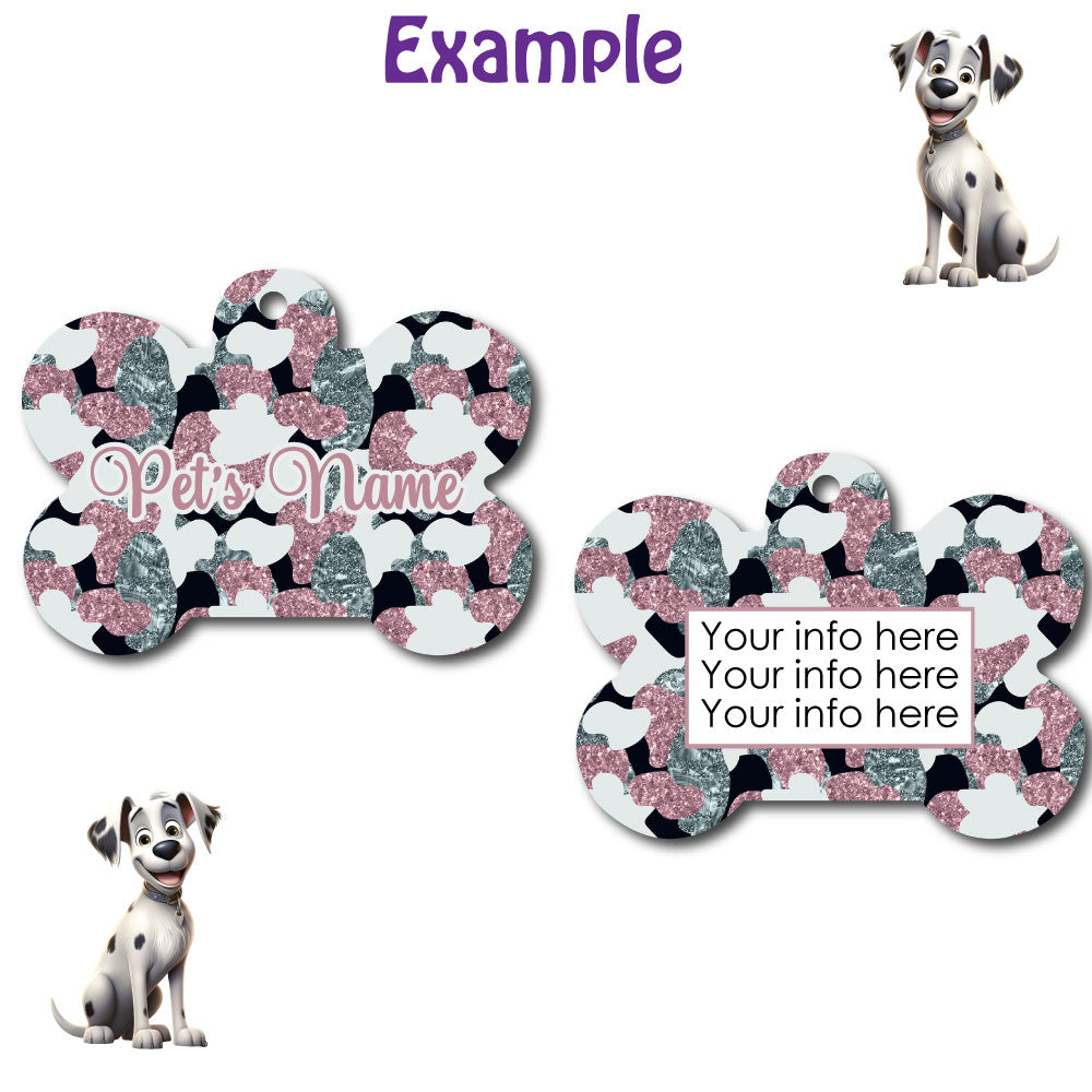 Personalized Pet I.D. Tag Pink Camo | Two Sided Tag | 5 Designs