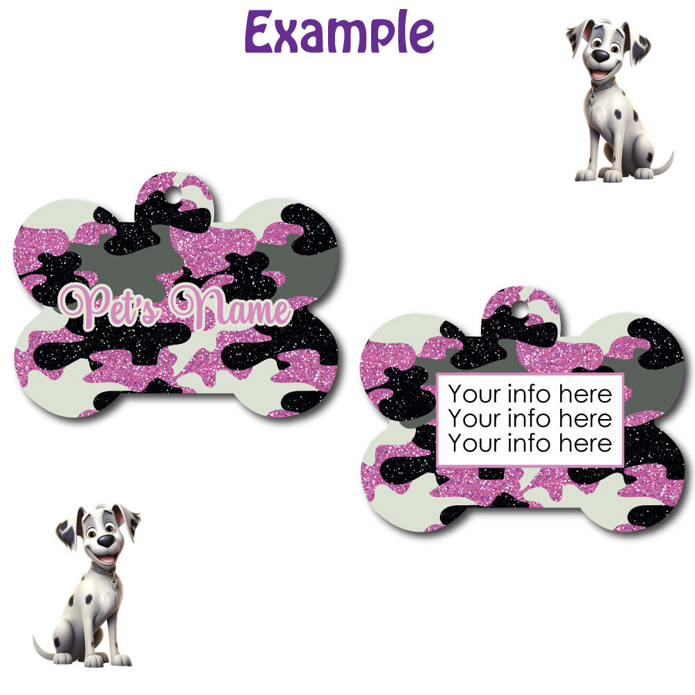 Personalized Pet I.D. Tag Pink Camo | Two Sided Tag | 5 Designs