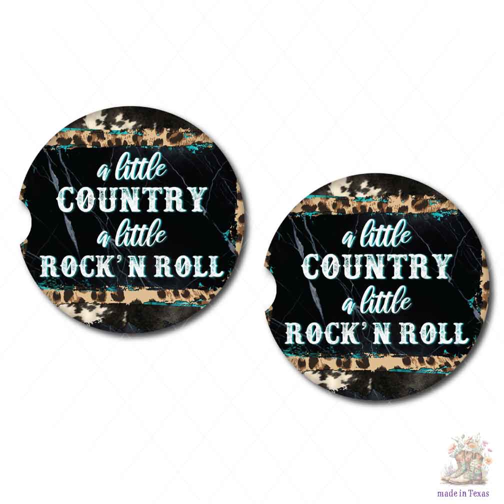 A little Country, A little Rock 'N Roll Car Coasters | Set of Two