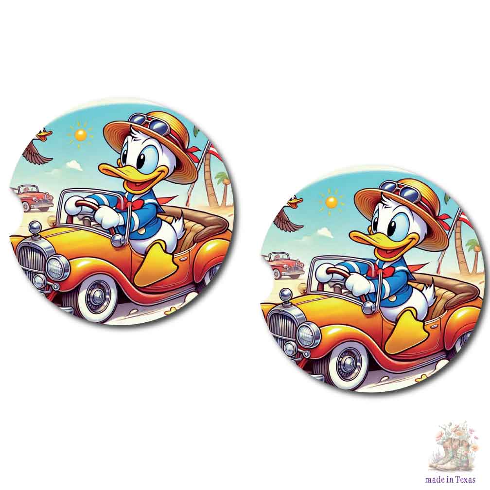 Donald Duck Car Coasters | Set of Two