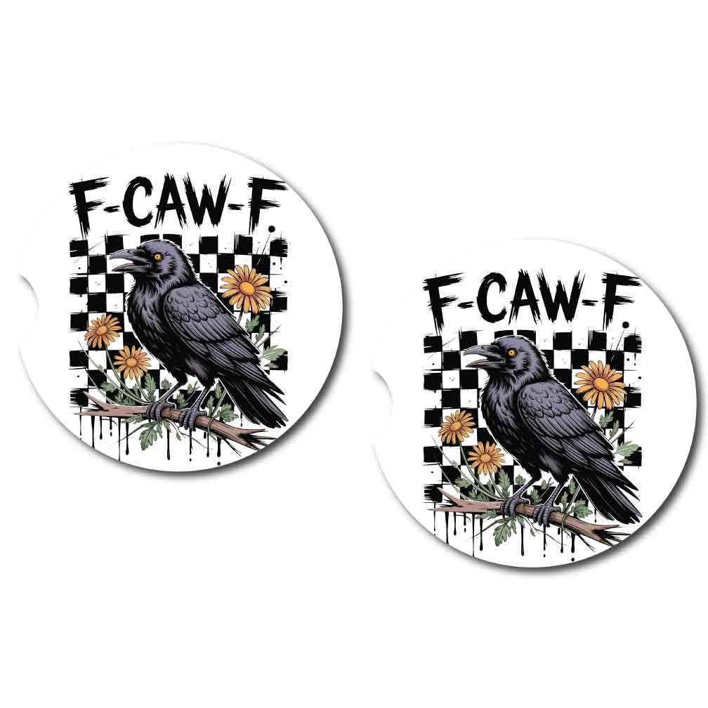 F CAW F Crow Car Coasters | Set of Two