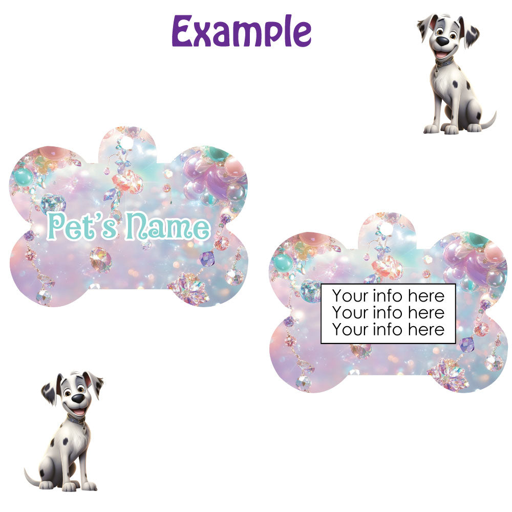 Personalized Pet I.D. Tag Flowing Glitter | Two Sided Tag