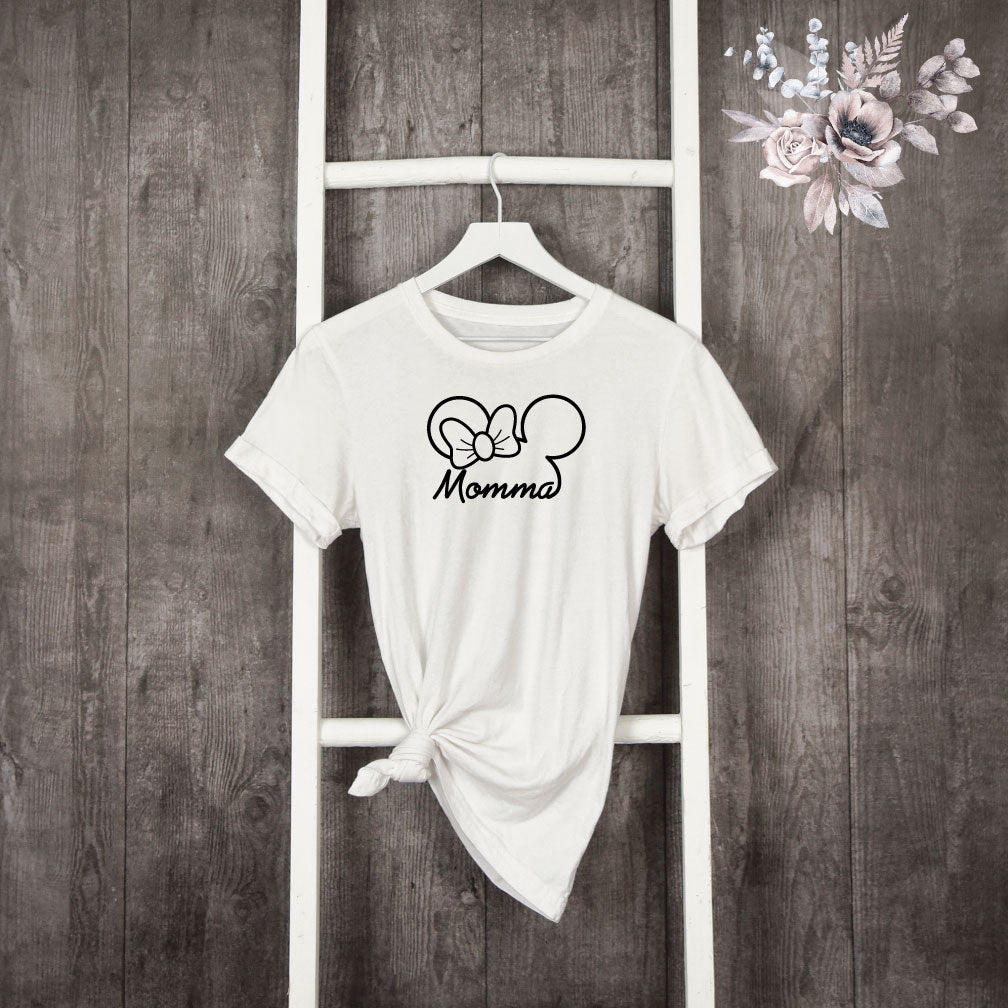 Personalized Mickey Ears w/Bow Iron On Vinyl Decals