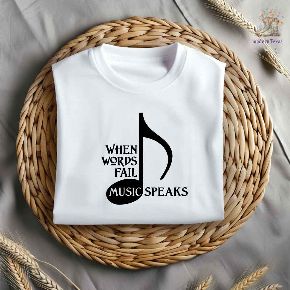 When words fail, music speaks Iron On Vinyl Decal