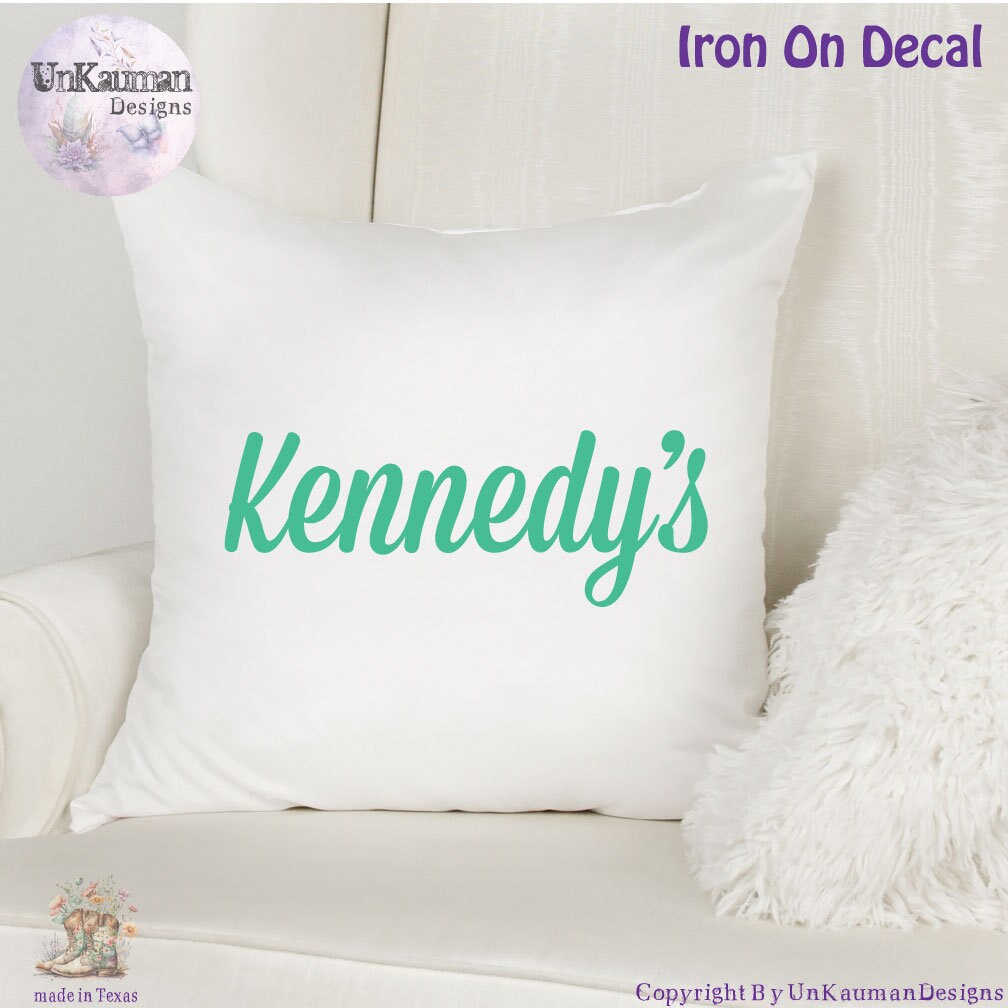 Personalized Name Iron On Vinyl Decal - 20 different fonts