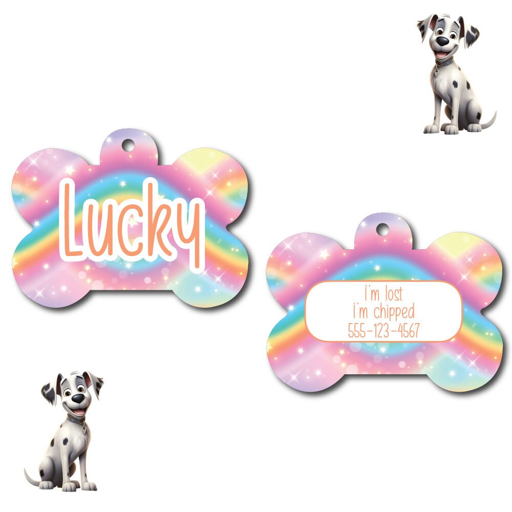 Personalized Pet I.D. Tag Rainbow | Two Sided Tag #RB3