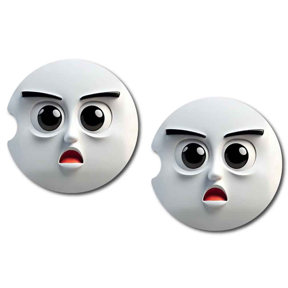 3D Faces Car Coasters | 8 Designs | Set of Two