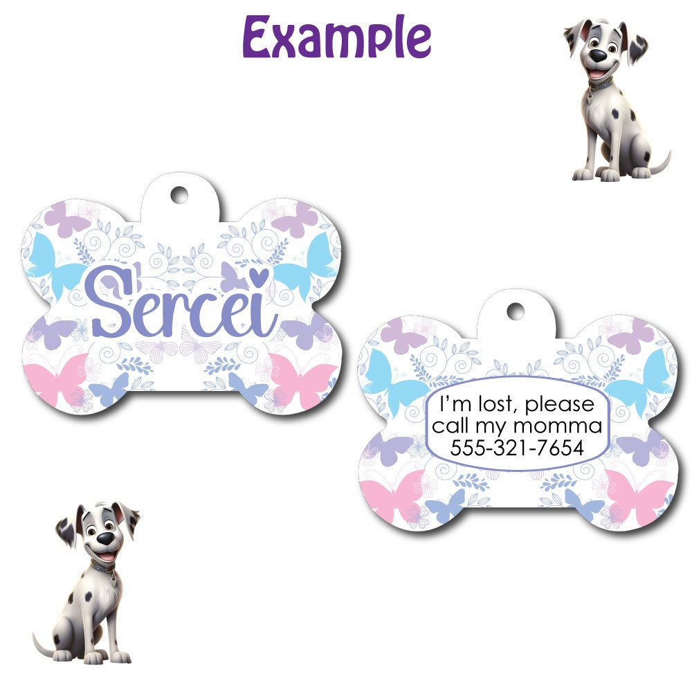 Personalized Pet I.D. Tag Butterfly | Two Sided Tag