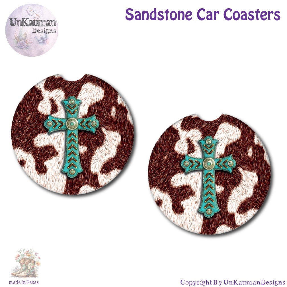 Christian Cross Car Coasters | Set of Two | 6 Designs