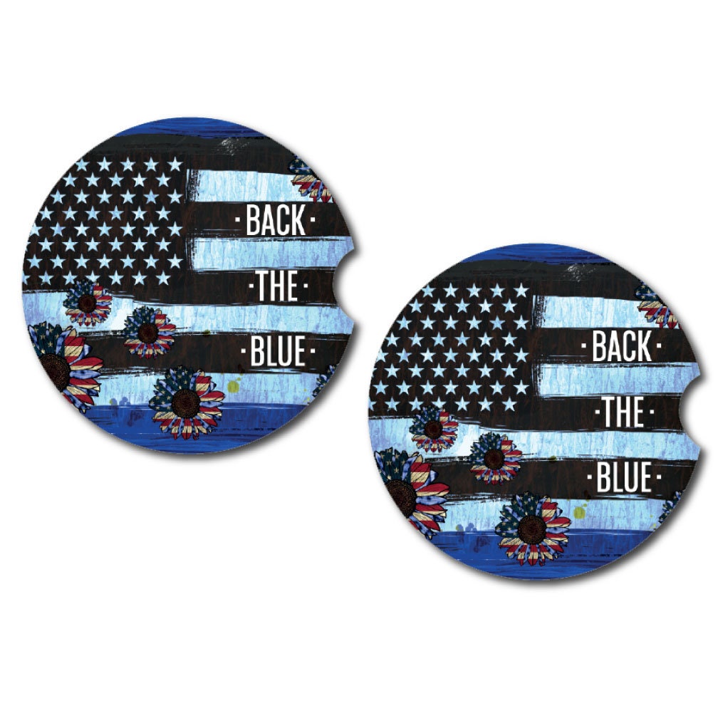 Back the Blue or Freedom Car Cup Coasters | 2 Designs | Set of Two
