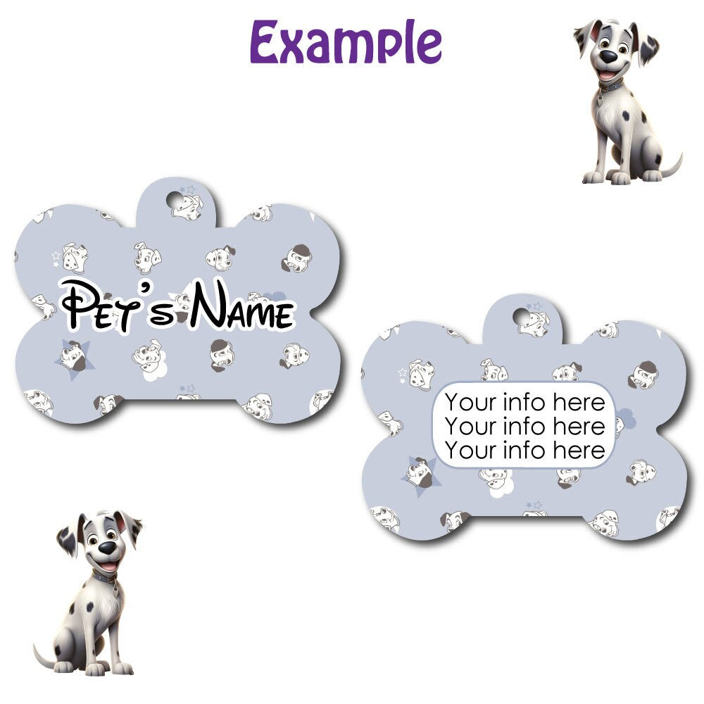 Personalized Pet I.D. Tag Dalmation Pups Themed | Two Sided Tag