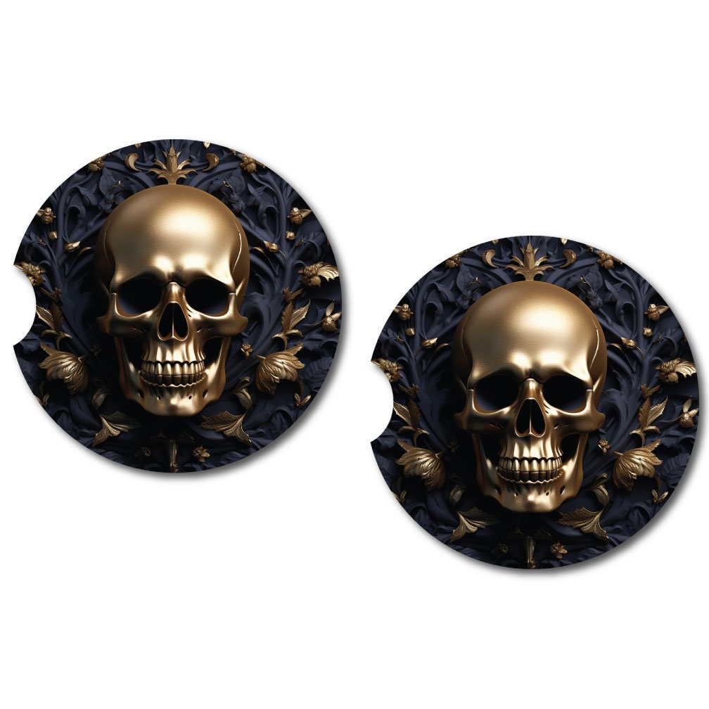 3D Look Skull Car Coasters | 6 Designs | Set of Two