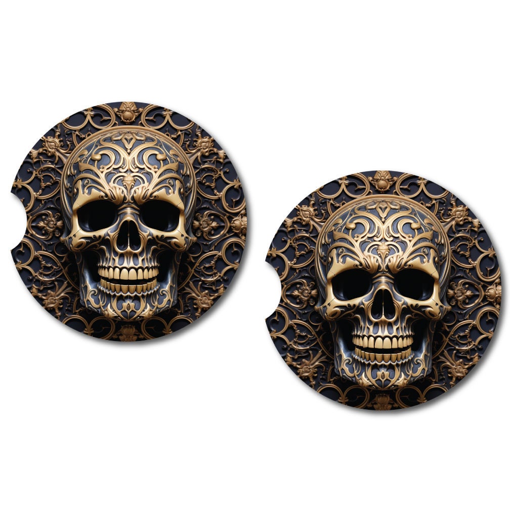 3D Look Skull Car Coasters | 6 Designs | Set of Two