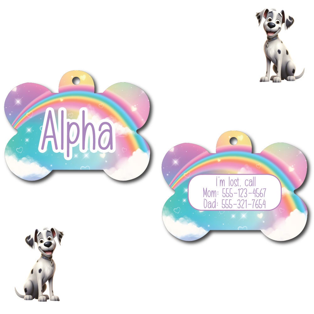 Personalized Pet I.D. Tag Rainbows | Two Sided Tag #RB1