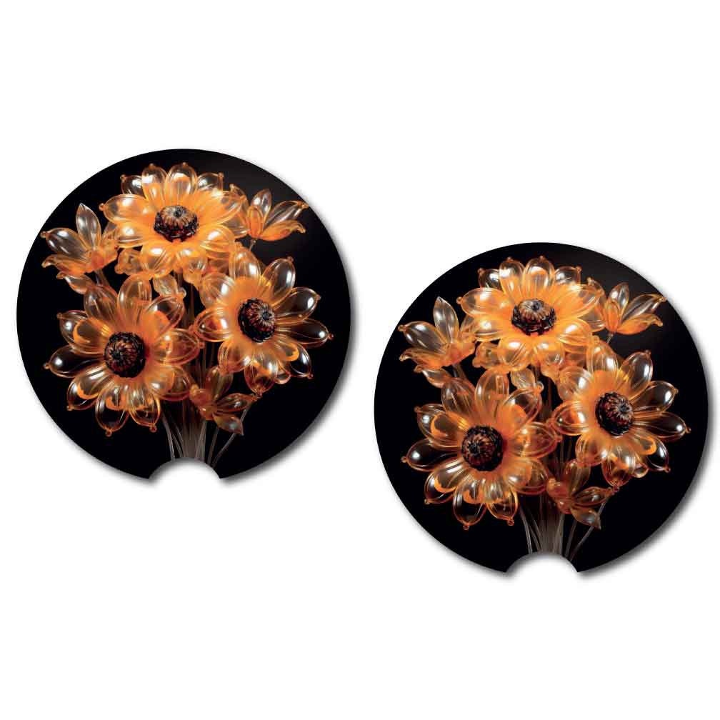 3D Look Sunflower Car Cup Coasters | Set of Two