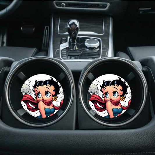 Wind Blown Betty Car Coasters Set of Two