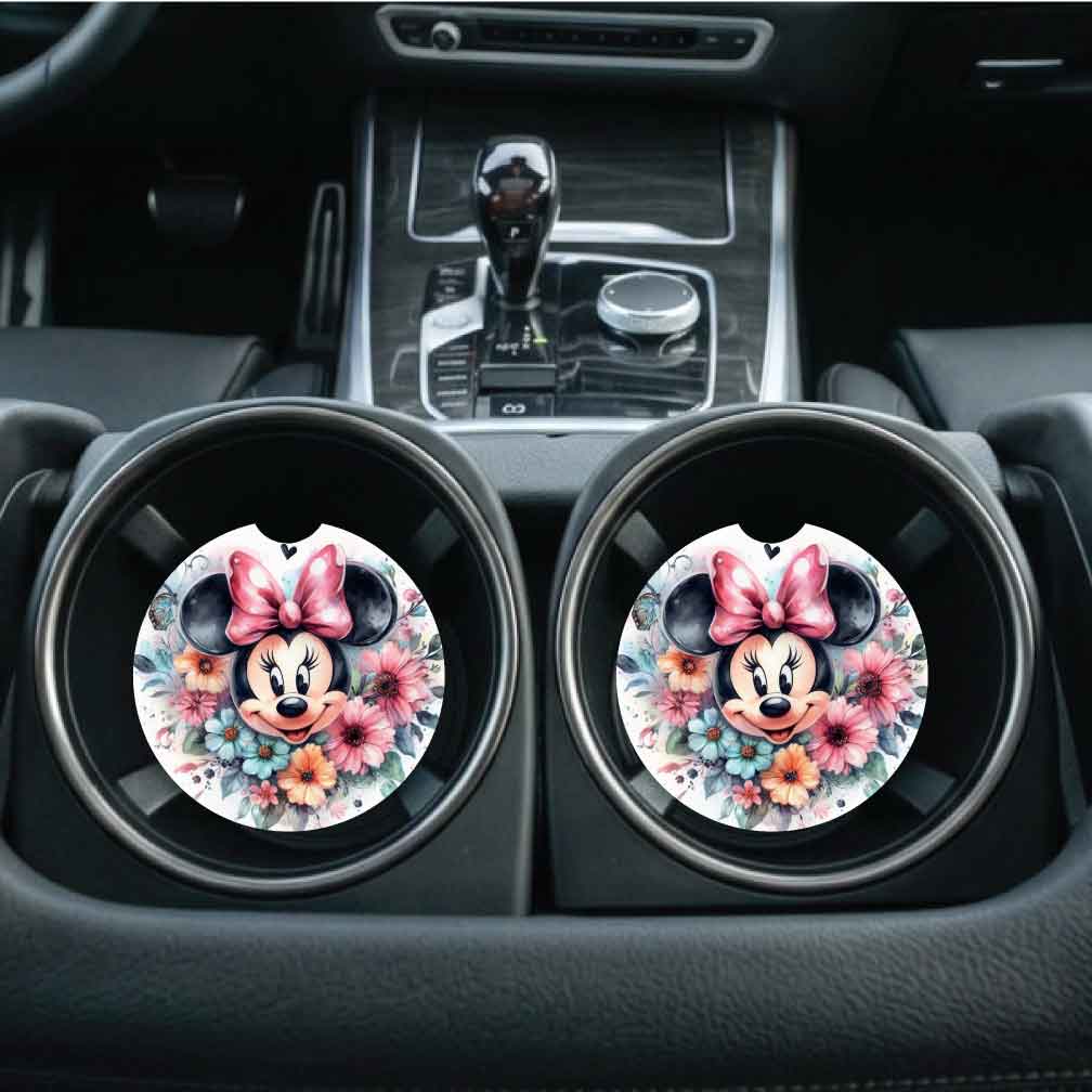 Floral Minnie Car Coasters | Set of Two #FM4