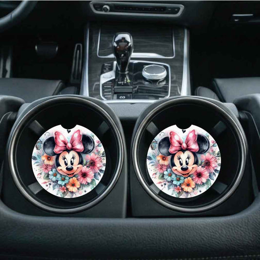 Floral Minnie Car Coasters | Set of Two #FM4